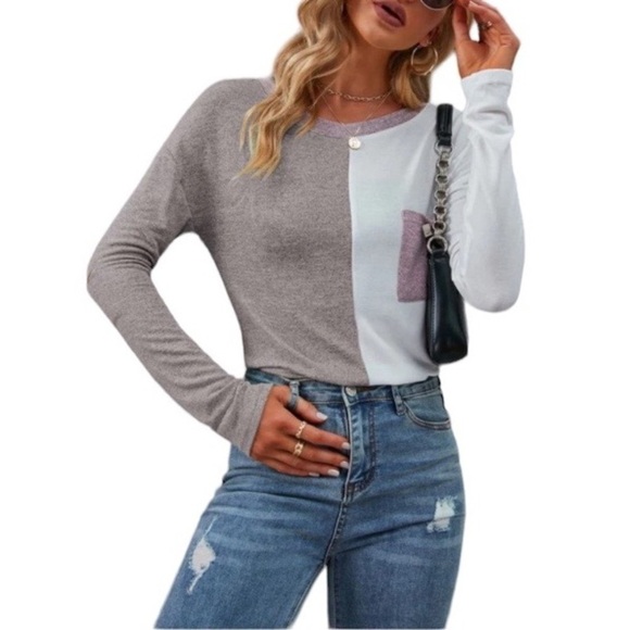 C+D+M Collection EUC Round Neck Color Block Patch Pocket Lightweight Shirt Large - Picture 2 of 14